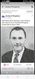 John Gwilliam World champion Ploughman 1960 in Italy