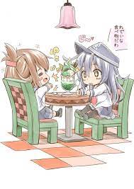 inazuma and akatsuki eat a parfait kantai collection キャラクタースケッチ イラスト 艦これ イラスト
