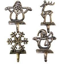 Flowerssea 4pcs Vintage Stocking Holders Cast Iron Christmas Santa Snowman Snowflake Elk Hanging Hooks Table Hanger French Style Accessories For The Home Decorative Buy Online In India At Desertcart