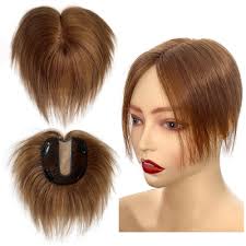 Amazon.com : FQNing Human Hair Topper for Women, Crown Coverage Straight  Hair Piece 5 * 5.5 Cap Size, Full Hand Tied Real Looks (8 Inch, 6# Light ...