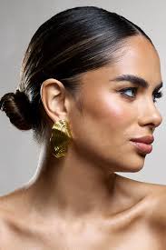 Ishani Gold Textured Disc Earrings