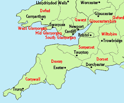 As observed on the map, wales is a mountainous country, where the central and northern parts of the country are dominated by the cambrian mountains, the southern parts by the brecon beacons, and the northwestern part by the snowdonia mountains. County Map Of South West England South Wales