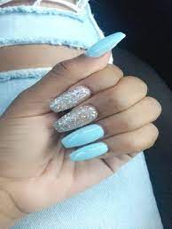 Polygel Nail Kit 11 Blue Glitter Nails Baby Blue Nails Blue And Silver Nails
