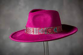 Magenta Fashionable Ladies Felt Hat Wide Brim Fedora Fedora Hat Stylish Felt Trelby For Women Fuchsia Hat Fur Felt Hat For Women Wide Brim Fedora Hats For Women Stylish Hats