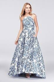 Printed Satin Halter Ball Gown With Lace Up Back David S Bridal David Bridal Prom Dress Ball Gowns Prom Dresses Ball Gown