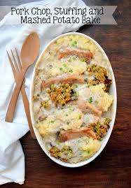 Pork Chop Stuffing And Mashed Potato Casserole Pork Entrees Baked Stuffed Pork Chops Pork Chop Casserole Recipes
