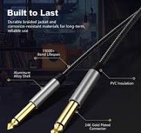 6.35mm Instrument Cable 3Ft,Silver Color Premium 6.35mm Mono Jack 1/4" TS Cable Unbalanced Guitar Patch Cords/Instrument Cable Male to Male with Zinc ...