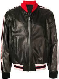 Gucci Stripe Trim Bomber Jacket Farfetch Leather Jacket Men Style Mens Leather Bomber Jacket Bomber Jacket