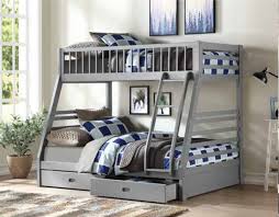 Acme 37840 Jason Gray Finish Wood Twin Over Full Bunk Bed With Drawers Trundle Bunk Beds With Drawers Bed With Drawers Bunk Beds
