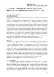 Menganalisis relevansi strategi pembelajaran dengan karakteristik materi pokok mi/sd pada buku tematik kelas iv tema 1 sub. Pdf Karakteristik Media Yang Tepat Dalam Pembelajaran Pendidikan Kewarganegaraan Pkn Sebagai Pendidikan Nilai