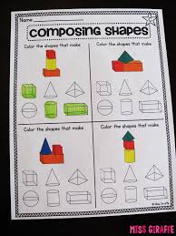 The giraffe is among the most intelligent animals around, not to mention that its neck allows it to tower over other animals too. Composing Shapes In 1st Grade Kindergarten Geometry Shapes Worksheet Kindergarten Shapes Kindergarten