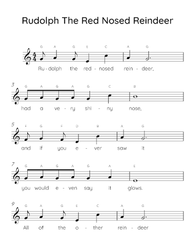 Rudolph The Red Nosed Reindeer Easy Piano Sheet Music