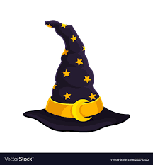 Dark Blue Wizard Hat Decorated With Gold Stars Moon And Ribbon Vector Illustration On White Background Download A Free Preview Or Hig Blue Vector Dark Blue