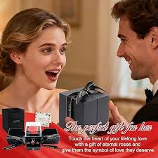 Henjunu Rosa eterna vera, rosa vera con collana e orecchini a cuore,  collana da donna con rosa eterna rossa con cuore, regali di San Valentino  (Rosso e nero-2) : Amazon.it: Casa e