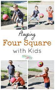 Playing Four Square With Kids Physical Activities For Kids Outdoor Activities For Kids Outdoor Fun For Kids