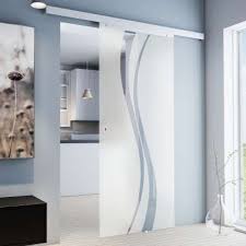 Glasschiebetur 900x2080mm Offene Laufschiene Satiniert Stangengriff Komplettset In 2020 Glasschiebetur Holzschiebeturen Und Laufschiene