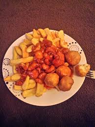 My version of it, you can still have the crunchy middle layer and really soft tender meat inside. Mark Jones On Twitter Yummy Sweet And Sour Chicken Hong Kong Style With Chips And Chicken Balls Excellent Http T Co Xkthdaobvx