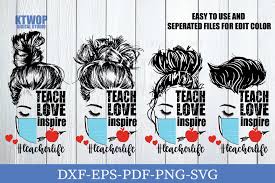 Download Teach Love Inspire Messy Hair 4 Bundle Graphic By Ktwop Creative Fabrica PSD Mockup Templates