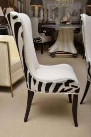6 pcs stretch washable chair slipcovers red leopard and zebra animal print chair covers set dining chair seat protector for home, hotel, ceremony. Set Of Eight Zebra Stenciled Cowhide Dining Chairs