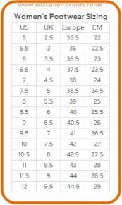 70 Genuine Size Chart For Womens Shoes