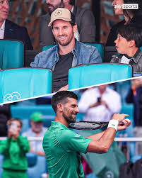 Game recognises game 🤝 Lionel Messi watching Novak Djokovic in action at  the Miami Open 🐐