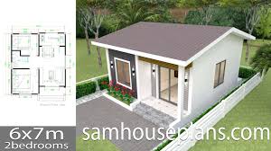 Two bedroom 2 bedroom cabin floor plans. House Plans 6x7m With 2 Bedrooms Samhouseplans