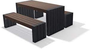Es sind aber auch aussenraum stuehle an den tisch stirnseiten vorstellbar. Sitzgruppe Set Calero Recycling Kunststoff Tisch Bank