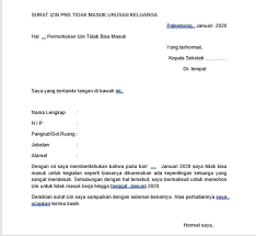5) format surat permohonan izin tidak masuk kerja dan surat keterangan… perancangan kampanye digital anti korupsi waktu i.pdf · pasal 3 angka 11: 4 Contoh Format Surat Izin Pns Bepergian Ataupun Tidak Masuk Suara