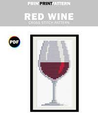 16 dmc this pdf pattern includes: Red Wine Cross Stitch Pattern Wine Glass Counted Cross Stitch Syrah Merlot Pinot Noir Grape Juice Cross Stitch Cross Stitch Patterns Cross Stitch Cards