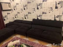 طقم كنب أسود سادة للبيع