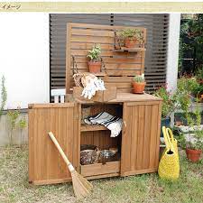 木製フェンス付き収納庫 w100 ガーデンフェンス屋外 物置 ベランダ 作業台 おしゃれ 収納 ガレージ 用具入れ 掃除道具 収納 飾る ガーデニング 便利 エクステリア ガーデン用品屋さん 木製フェンス ベランダ 掃除道具 収納
