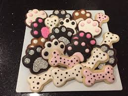 Dog Decorated Sugar Cookies For Humans Royal Icing Brown Chocolate Pink White Dog Paw Dog Bone Pughearts Pug Cookie Decorating Animal Cookies Dog Cakes
