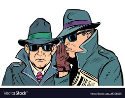 Two secret agents whispering Royalty Free Vector Image