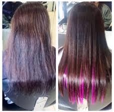 Dreamcatchers Extensions With Peakaboo Purple To Add A Pop Of Colour By Glamour Hair Salon Abu Dhabi Glamour Hair Salon Hair Glamour Salon