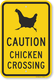 Chicken crossing sign, slow chickens at play sign, chicken coop sign funny, 10x14 rust free aluminum, weather/fade resistant, indoor/outdoor use, made in usa by sigo signs. Caution Chicken Crossing Sign Sku K2 5821