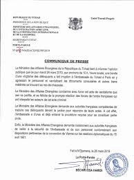 Consultez l'ensemble des articles, reportages, directs, photos et vidéos de la rubrique affaires étrangères publiés le mardi 1 juin 2021. Tchad France Paris Le Ministere Des Affaires Etrangeres Du Tchad Condamne L Occupation De L Ambassade Du Tchad A Paris Communique Le Tchadanthropus Tribune