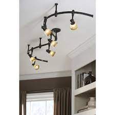 1x portfolio white single spotlight with gu10 bulb included 0233047. Shop Portfolio 6 Light Bronze Decorative Flexible Track Light With Tea Stained Glass At Flexible Track Lighting Track Lighting Kitchen Farmhouse Track Lighting