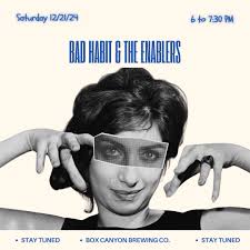 We are so excited to welcome Bad Habit and The Enablers back to Box Canyon  Brewing Company in Socorro, NM this Saturday night at 6 PM! Come enjoy some  great music and