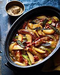 Sausage And Cider Casserole With Apples And Sage Recipe Delicious Magazine Recipe Sage Recipes Recipes Sausage Casserole Recipes