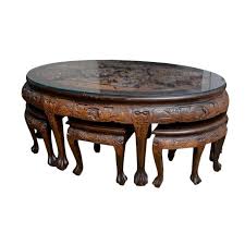 Martin svensson home ashford, coffee table, antique mahogany. 20th Century Asian Mahogany Carved Coffee Tea Table And Stools 4 Pieces Chairish