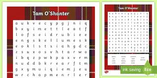 Tam O Shanter By Robert Burns Word Search Teacher Made