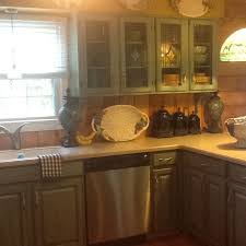 Painted Cabinets Turquoise With Brown Glaze Knotty Pine Walls Knotty Pine Walls Country Kitchen Home Decor Kitchen