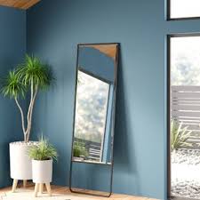 This sleek modern brushed black metal mirror offers simple sophistication for any room, whether you are looking for rectangular floor mirror tilt wood frame free standing cheval full length black. Modern Black Full Length Mirrors Allmodern