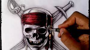 Caveira de em hd e milhões de outras fotos, ilustrações e imagens vetoriais livres de direitos na coleção da shutterstock. Como Desenhar A Caveira Simbolo Do Piratas Do Caribe Realista Speed Drawing Youtube
