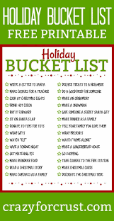 Holiday Bucket List Free Printable Crazy For Crust Christmas Bucket List Christmas To Do List Christmas Planning