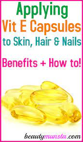 Mar 30, 2021 · vitamin e oil works to nourish your scalp and hair, restoring proper function so your hair grows properly. 12 Benefits Of Applying Vitamin E Capsules For Skin Hair And Nails Beautymunsta Free Natural Beauty Hacks And More