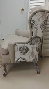Pretty Chair With Beach Theme And Nailheads Chair Upholstery Wingback Chair