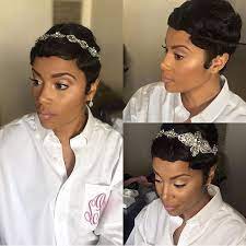 Pretty Pixie On This Bride By Nikkistyleslv And Makeup By Beautybybre Voiceofhair Mua Weddingh Short Hair Bride Pixie Wedding Hair Short Wedding Hair