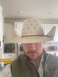 American Hats Co Fancy Vent with Two Tone Ivory and Tan 4 1/4in. Brim