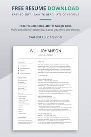 Free Resume Template For Google Docs Resume Template Free Downloadable Resume Template Resume Template